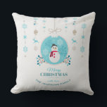 Modern Elegant Merry Christmas Snowman  Throw Pillow<br><div class="desc">"Deck the halls with this Merry Christmas Throw Pillow – a festive accent that adds warmth and joy to your holiday decor! This delightful pillow features a charming design that captures the spirit of the season, complete with vibrant colours and a touch of holiday magic. Personalize it with your family...</div>