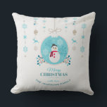 Modern Elegant Merry Christmas Snowman  Throw Pillow<br><div class="desc">"Deck the halls with this Merry Christmas Throw Pillow – a festive accent that adds warmth and joy to your holiday decor! This delightful pillow features a charming design that captures the spirit of the season, complete with vibrant colours and a touch of holiday magic. Personalize it with your family...</div>