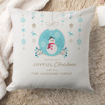Modern Elegant Merry Christmas Snowman  Throw Pillow<br><div class="desc">"Deck the halls with this Merry Christmas Throw Pillow – a festive accent that adds warmth and joy to your holiday decor! This delightful pillow features a charming design that captures the spirit of the season, complete with vibrant colours and a touch of holiday magic. Personalize it with your family...</div>