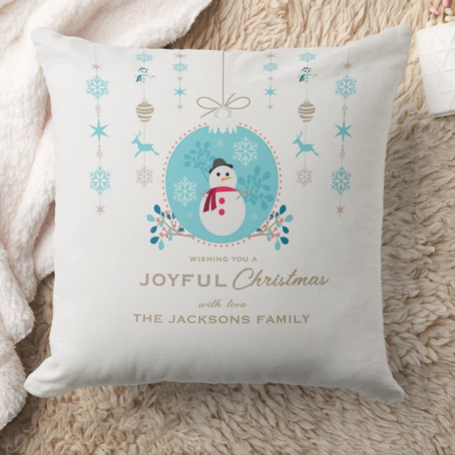 Modern Elegant Merry Christmas Snowman  Throw Pillow (Creator Uploaded)