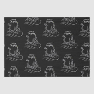 Modern Elegant Merry Christmas Tree and Reindeer Tissue Paper