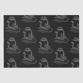 Modern Elegant Merry Christmas Tree and Reindeer Tissue Paper