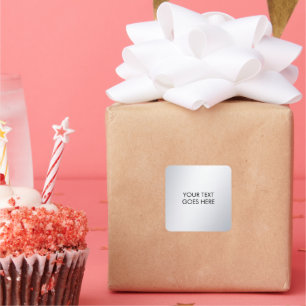 Modern Elegant Metallic Silver Your Custom Text Square Sticker