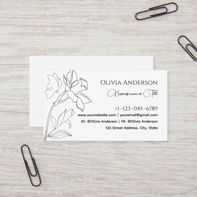Modern Elegant Minimal Black And White Business Card (Front/Back In Situ)