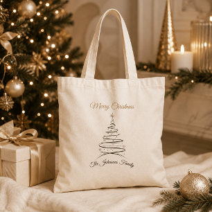 Modern Elegant Minimal Christmas Tree Tote Bag