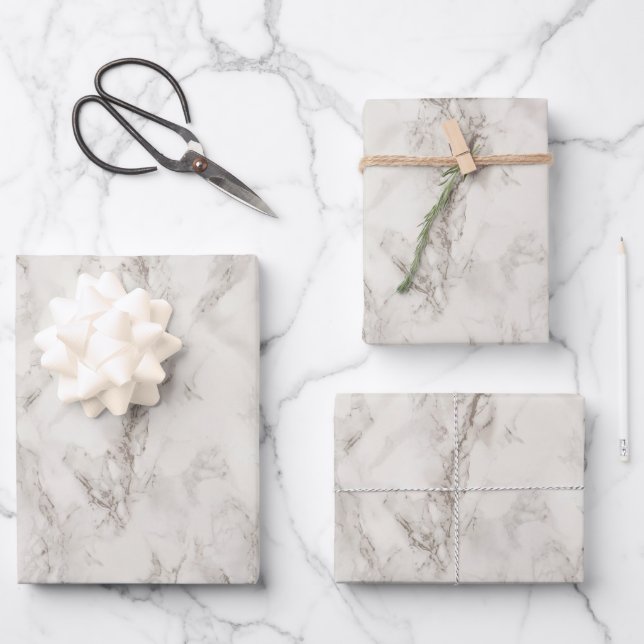 Modern Elegant Minimal Grey Marble Stone Texture Wrapping Paper Sheet (Front)