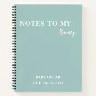 Modern Elegant Minimal Mint Notes To My Bump Notebook