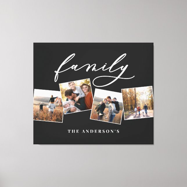 Modern elegant minimal photo collage personalized  canvas print (Front)