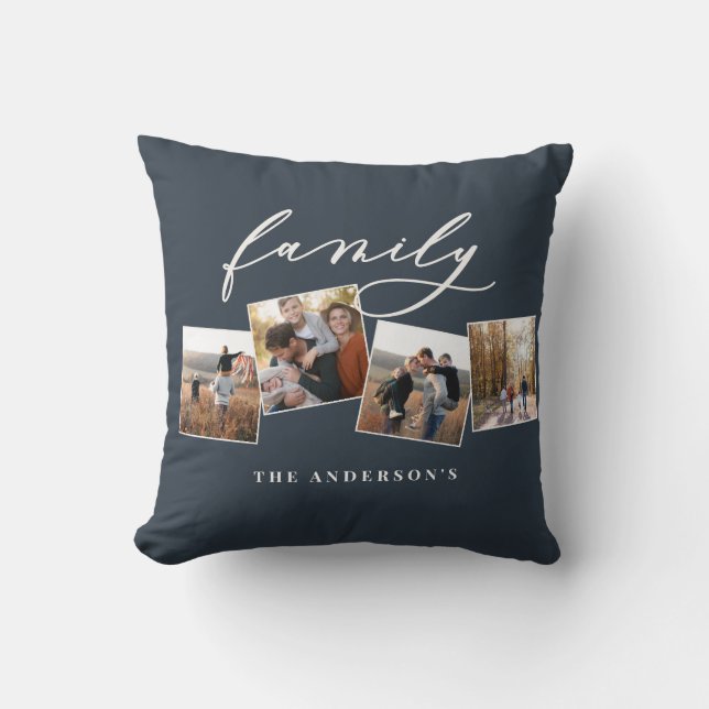 Modern elegant minimal photo collage personalized throw pillow (Front)