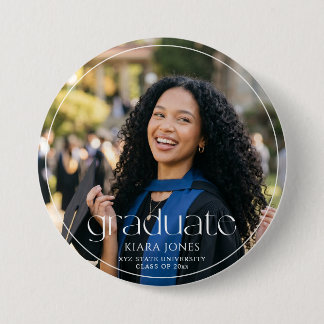 Modern Elegant Minimal Photo Graduation Keepsake 3 Inch Round Button