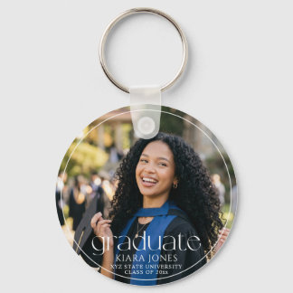Modern Elegant Minimal Photo Graduation Keepsake Keychain