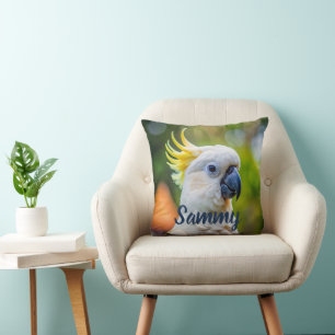Modern Elegant Minimal Script Pet Bird Photograph Throw Pillow