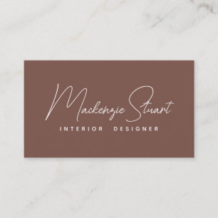 Modern Elegant Minimal Script Terracotta  Business Card