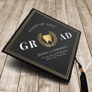 Modern Elegant Minimal Simple Dentistry School Graduation Cap Topper