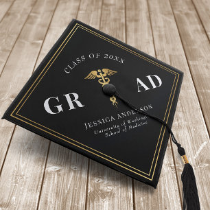 Modern Elegant Minimal Simple Med School Graduation Cap Topper