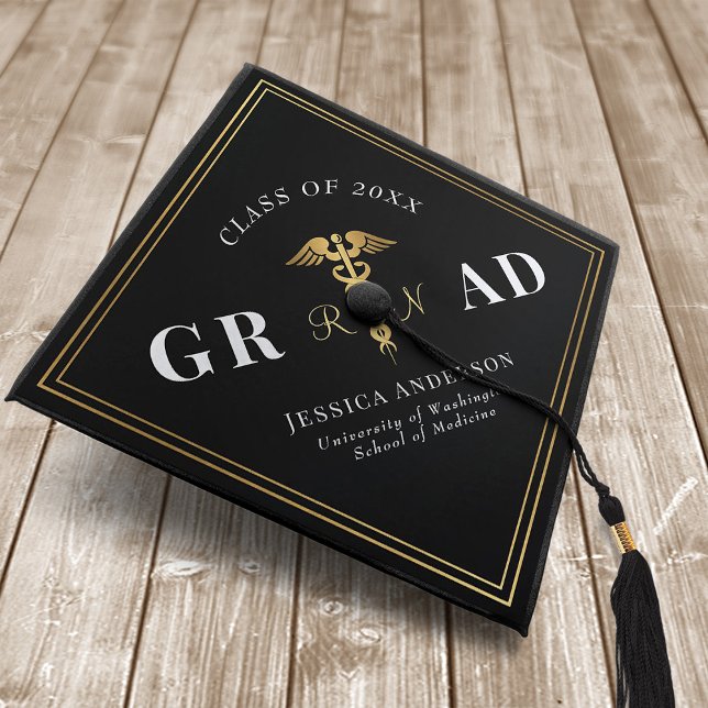 Modern Elegant Minimal Simple Nurse School Graduation Cap Topper (Creator Uploaded)