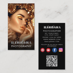 Modern elegant minimal simple photography qr code business card