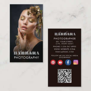Modern elegant minimal simple photography qr code business card