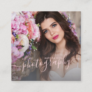 Modern elegant minimal & simple photography square business card