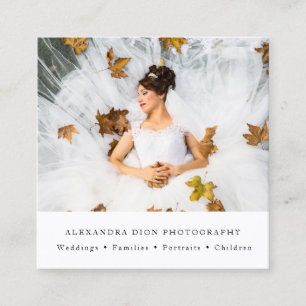 Modern elegant minimal wedding photography square business card