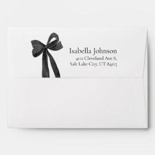 Modern Elegant Minimalist Black Bow Return Address Envelope