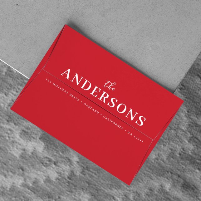 Modern Elegant | Minimalist Bright Red Large Name Envelope (Creator Uploaded)