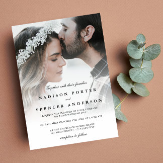 Modern Elegant Minimalist Custom Photo Wedding Invitation