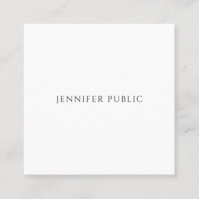 Modern Elegant Minimalist Custom Your Text Here Square Business Card (Front)