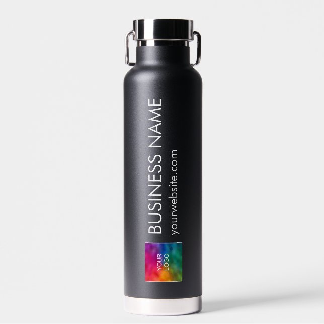 Modern Elegant Minimalist Design Business Logo Water Bottle (Front)