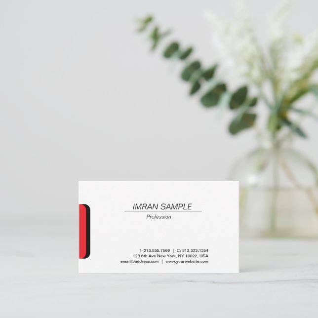 Modern Elegant Minimalist Design Trendy Plain Busi Business Card (Standing Front)