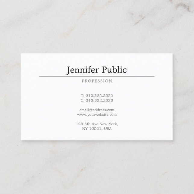 Modern Elegant Minimalist Design Trendy Plain Business Card (Front)
