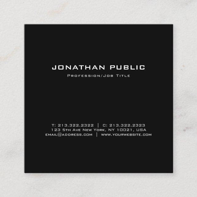 Modern Elegant Minimalist Design Trendy Plain Square Business Card (Front)