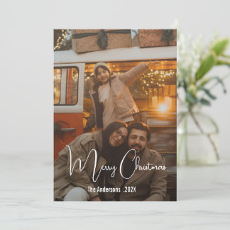 Modern Elegant Minimalist Family Christmas Photo Holiday Card