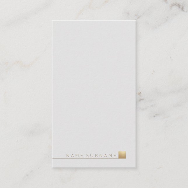 Modern Elegant Minimalist Gold Light Grey Vertical Business Card (Front)