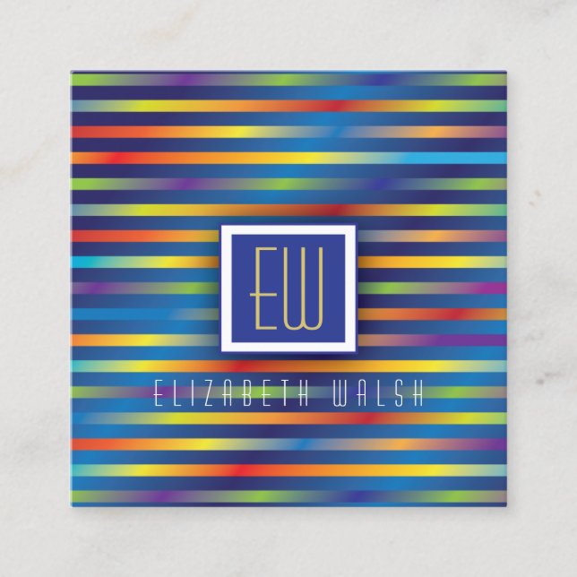 Modern Elegant Minimalist Gradient Lines Design-2 Square Business Card (Front)