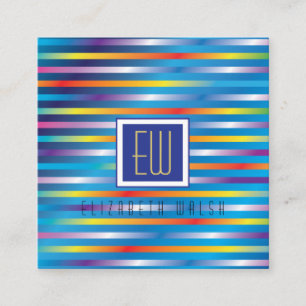 Modern Elegant Minimalist Gradient Lines Design Square Business Card