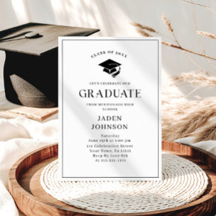 Modern Elegant Minimalist Graduation Party Invitation