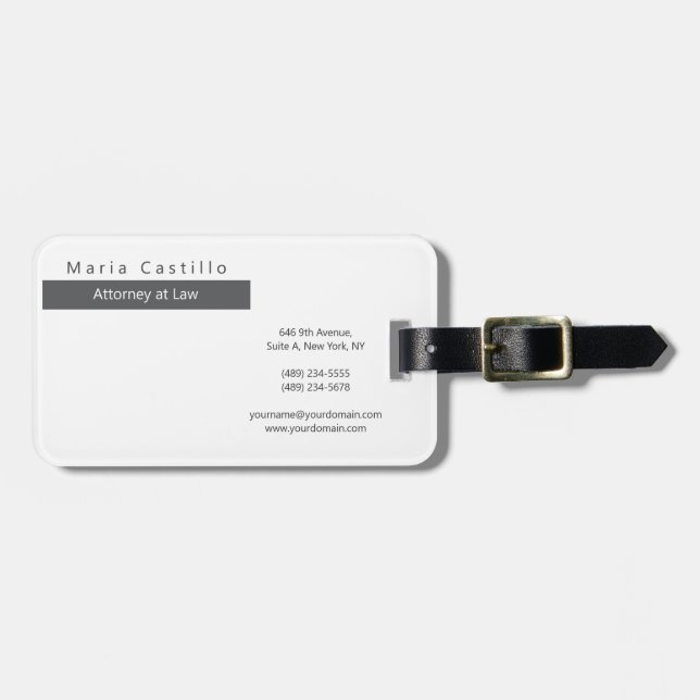 Modern Elegant Minimalist Luggage Tag (Front Horizontal)