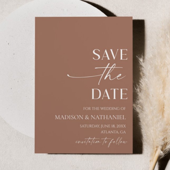 Modern Elegant Minimalist Mocha Mousse Wedding  Save The Date (Creator Uploaded)