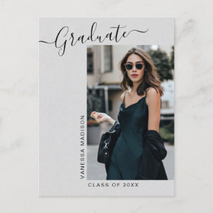 Modern Elegant Minimalist Photo Grad Announcement Postcard