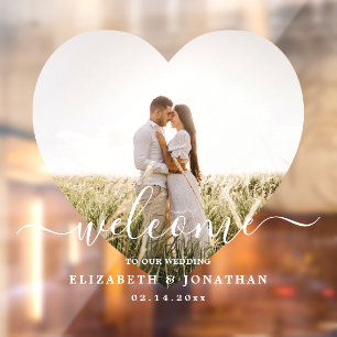 Modern Elegant Minimalist Photo Wedding Welcome Window Cling