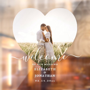 Modern Elegant Minimalist Photo Wedding Welcome Window Cling