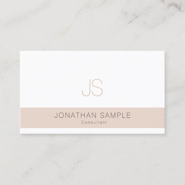 Modern Elegant Minimalist Professional Monogram Business Card (Front)