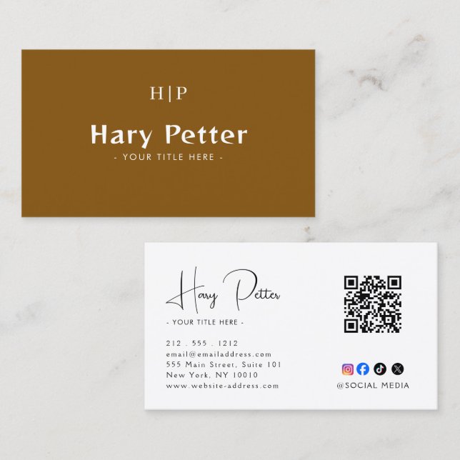 Modern Elegant Minimalist QR Code Business Card (Front/Back)