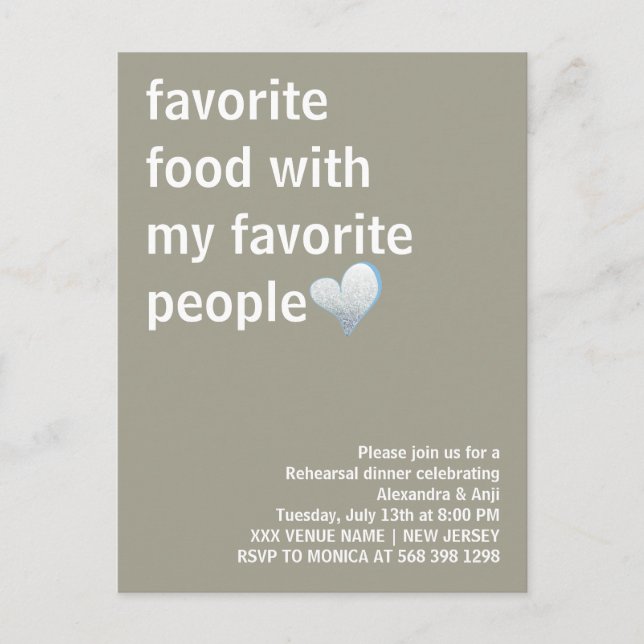 Modern & Elegant Minimalist Rehearsal Dinner Postcard (Front)