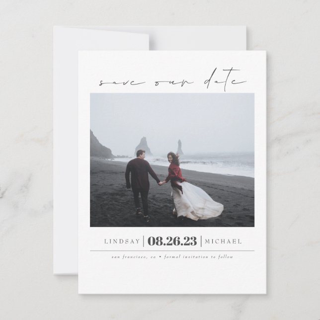 Modern Elegant Minimalist Save the Date Photo (Front)