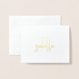 Modern Elegant Minimalist Script Name A Note From Foil Card