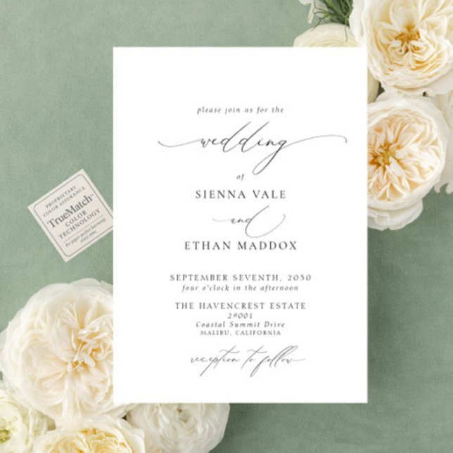 Modern Elegant Minimalist Script Simple Wedding Invitation (Creator Uploaded)