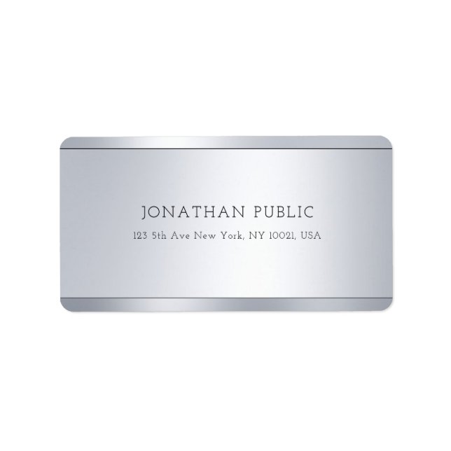 Modern Elegant Minimalist Silver Shiny Address Label (Front)