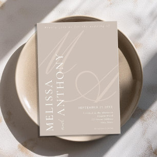 Modern Elegant Minimalist Taupe Wedding Invitation